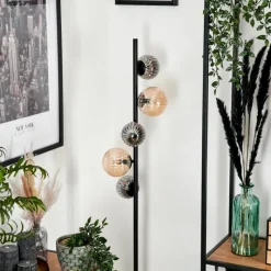 hofstein Lampadaire - Verre 10 cm, 12 cm Remaisnil Noir, 5 lumières