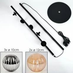 hofstein Lampadaire - Verre 10 cm, 12 cm Remaisnil Noir, 5 lumières