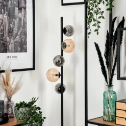 hofstein Lampadaire - Verre 10 cm, 12 cm Remaisnil Noir, 5 lumières