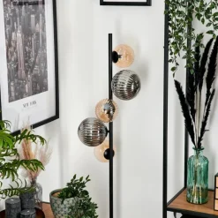 hofstein Lampadaire - Verre 12 cm, 15 cm Remaisnil Noir, 5 lumières