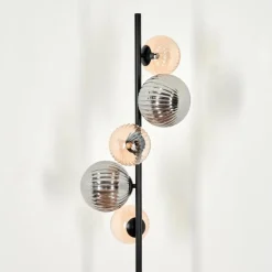 hofstein Lampadaire - Verre 12 cm, 15 cm Remaisnil Noir, 5 lumières