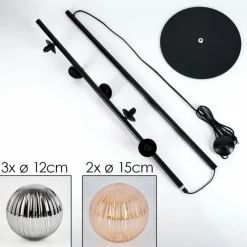 hofstein Lampadaire - Verre 12 cm, 15 cm Remaisnil Noir, 5 lumières