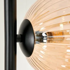 hofstein Lampadaire - Verre 12 cm, 15 cm Remaisnil Noir, 5 lumières