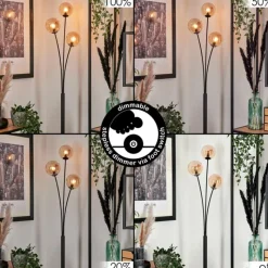 hofstein Lampadaire - Verre 12 cm Bernado Ambre, 3 lumières