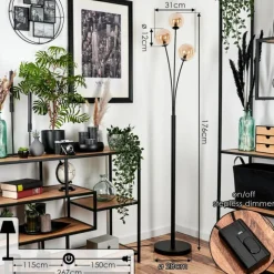 hofstein Lampadaire - Verre 12 cm Bernado Ambre, 3 lumières