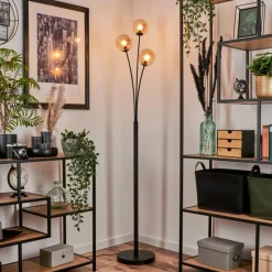 hofstein Lampadaire - Verre 12 cm Bernado Ambre, 3 lumières