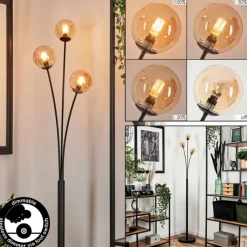hofstein Lampadaire - Verre 10 cm Bernado Ambre, 3 lumières