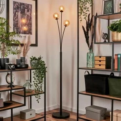 hofstein Lampadaire - Verre 10 cm Bernado Ambre, 3 lumières