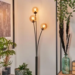 hofstein Lampadaire - Verre 10 cm Bernado Ambre, 3 lumières