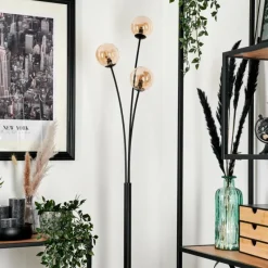 hofstein Lampadaire - Verre 10 cm Bernado Ambre, 3 lumières