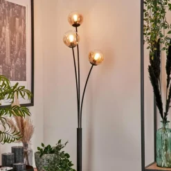 hofstein Lampadaire - Verre 10 cm Bernado Ambre, 3 lumières