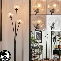 hofstein Lampadaire - Verre 10 cm Bernado Clair, 3 lumières