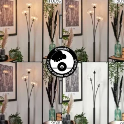 hofstein Lampadaire - Verre 12 cm Bernado Clair, 3 lumières