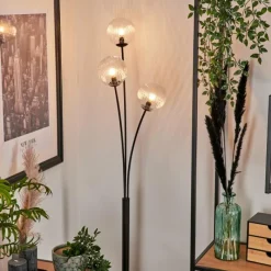 hofstein Lampadaire - Verre 12 cm Bernado Clair, 3 lumières