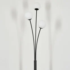 hofstein Lampadaire - Verre 10 cm Bernado Blanc, 3 lumières