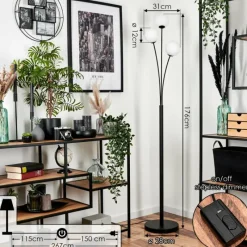 hofstein Lampadaire - Verre 12 cm Bernado Blanc, 3 lumières