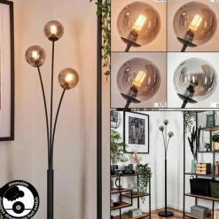 hofstein Lampadaire - Verre 10 cm Bernado Fumé, 3 lumières