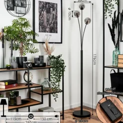 hofstein Lampadaire - Verre 10 cm Bernado Fumé, 3 lumières