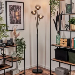 hofstein Lampadaire - Verre 15 cm Bernado Clair, Fumé, 3 lumières