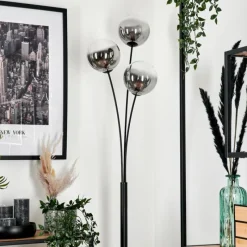 hofstein Lampadaire - Verre 15 cm Bernado Clair, Fumé, 3 lumières