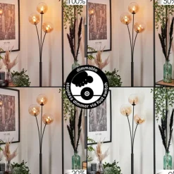 hofstein Lampadaire - Verre 15 cm Bernado Ambre, Clair, 3 lumières