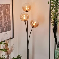 hofstein Lampadaire - Verre 15 cm Bernado Ambre, Clair, 3 lumières