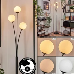 hofstein Lampadaire - Verre 10 cm Bernado Blanc, 3 lumières