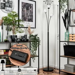 hofstein Lampadaire - Verre 10 cm Bernado Blanc, 3 lumières