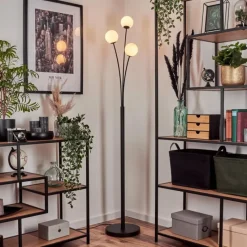 hofstein Lampadaire - Verre 10 cm Bernado Blanc, 3 lumières