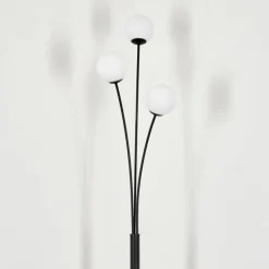 hofstein Lampadaire - Verre 10 cm Bernado Blanc, 3 lumières