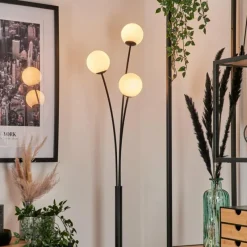 hofstein Lampadaire - Verre 10 cm Bernado Blanc, 3 lumières