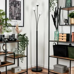 hofstein Lampadaire - Verre 10 cm Bernado Blanc, 3 lumières