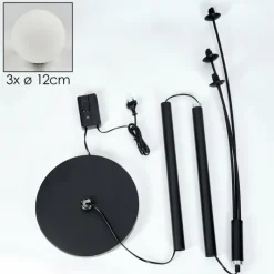 hofstein Lampadaire - Verre 12 cm Bernado Blanc, 3 lumières