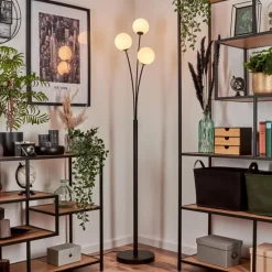 hofstein Lampadaire - Verre 12 cm Bernado Blanc, 3 lumières