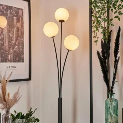 hofstein Lampadaire - Verre 12 cm Bernado Blanc, 3 lumières