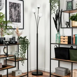 hofstein Lampadaire - Verre 12 cm Bernado Blanc, 3 lumières