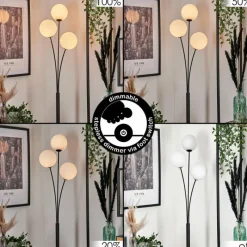 hofstein Lampadaire - Verre 15 cm Bernado Blanc, 3 lumières