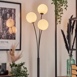 hofstein Lampadaire - Verre 15 cm Bernado Blanc, 3 lumières