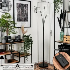 hofstein Lampadaire - Verre 15 cm Bernado Clair, 3 lumières