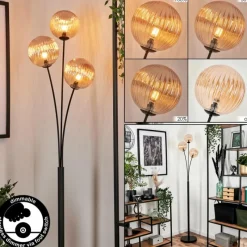 hofstein Lampadaire - Verre 15 cm Bernado Ambre, 3 lumières