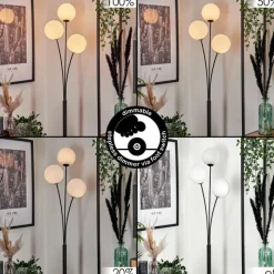 hofstein Lampadaire - Verre 15 cm Bernado Blanc, 3 lumières