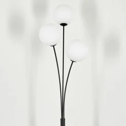 hofstein Lampadaire - Verre 15 cm Bernado Blanc, 3 lumières