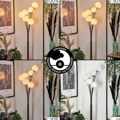 hofstein Lampadaire - Verre 12 cm Bernado Blanc, 6 lumières