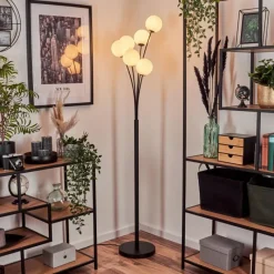 hofstein Lampadaire - Verre 12 cm Bernado Blanc, 6 lumières