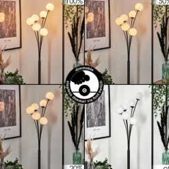 hofstein Lampadaire - Verre 10 cm Bernado Blanc, 6 lumières