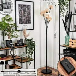 hofstein Lampadaire - Verre 12 cm Bernado Ambre, 6 lumières