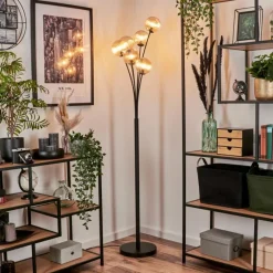 hofstein Lampadaire - Verre 12 cm Bernado Ambre, 6 lumières