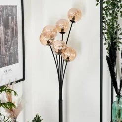 hofstein Lampadaire - Verre 12 cm Bernado Ambre, 6 lumières