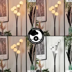 hofstein Lampadaire - Verre 10 cm Bernado Blanc, 6 lumières