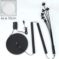 hofstein Lampadaire - Verre 10 cm Bernado Blanc, 6 lumières